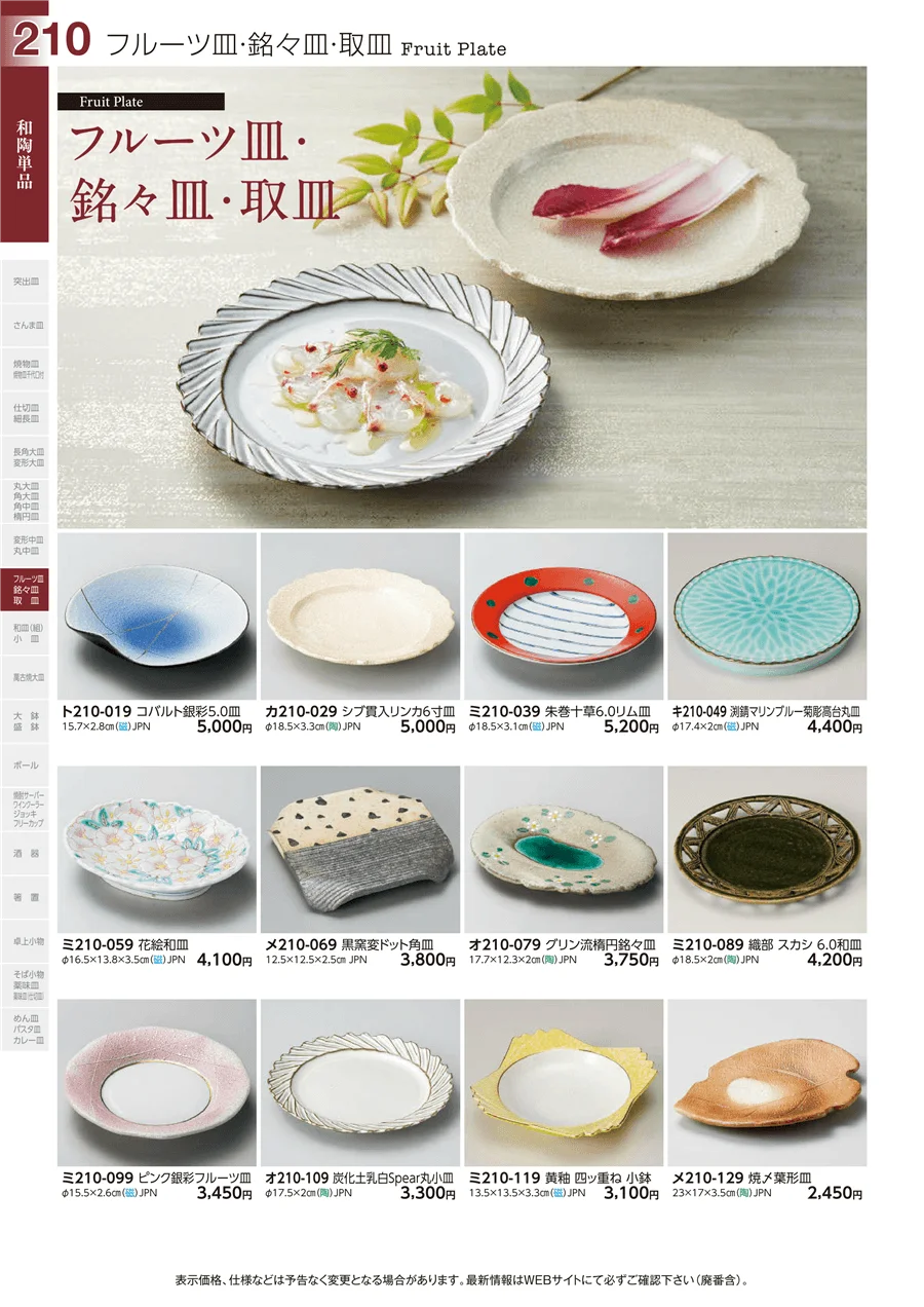 フルーツ皿・銘々皿・取皿 ページ210