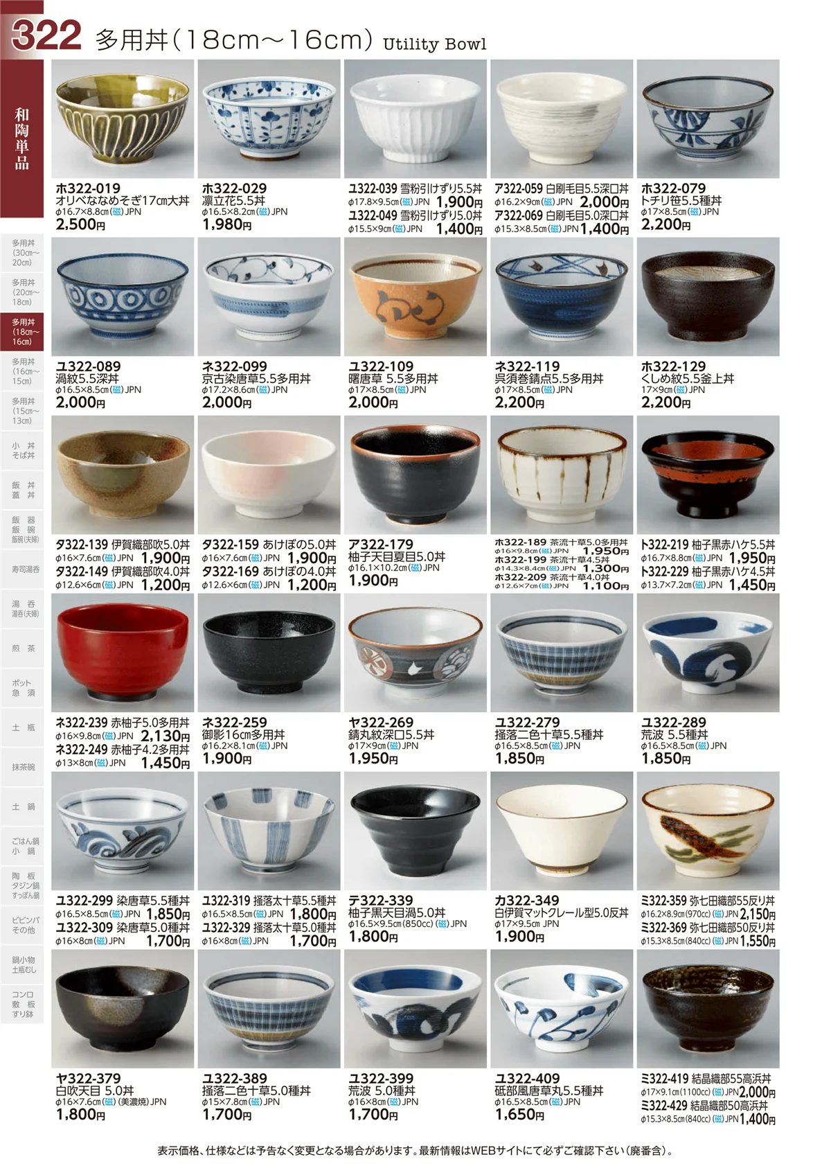 ときわvol.29・ページ番号322・多用丼(18cm～16cm)