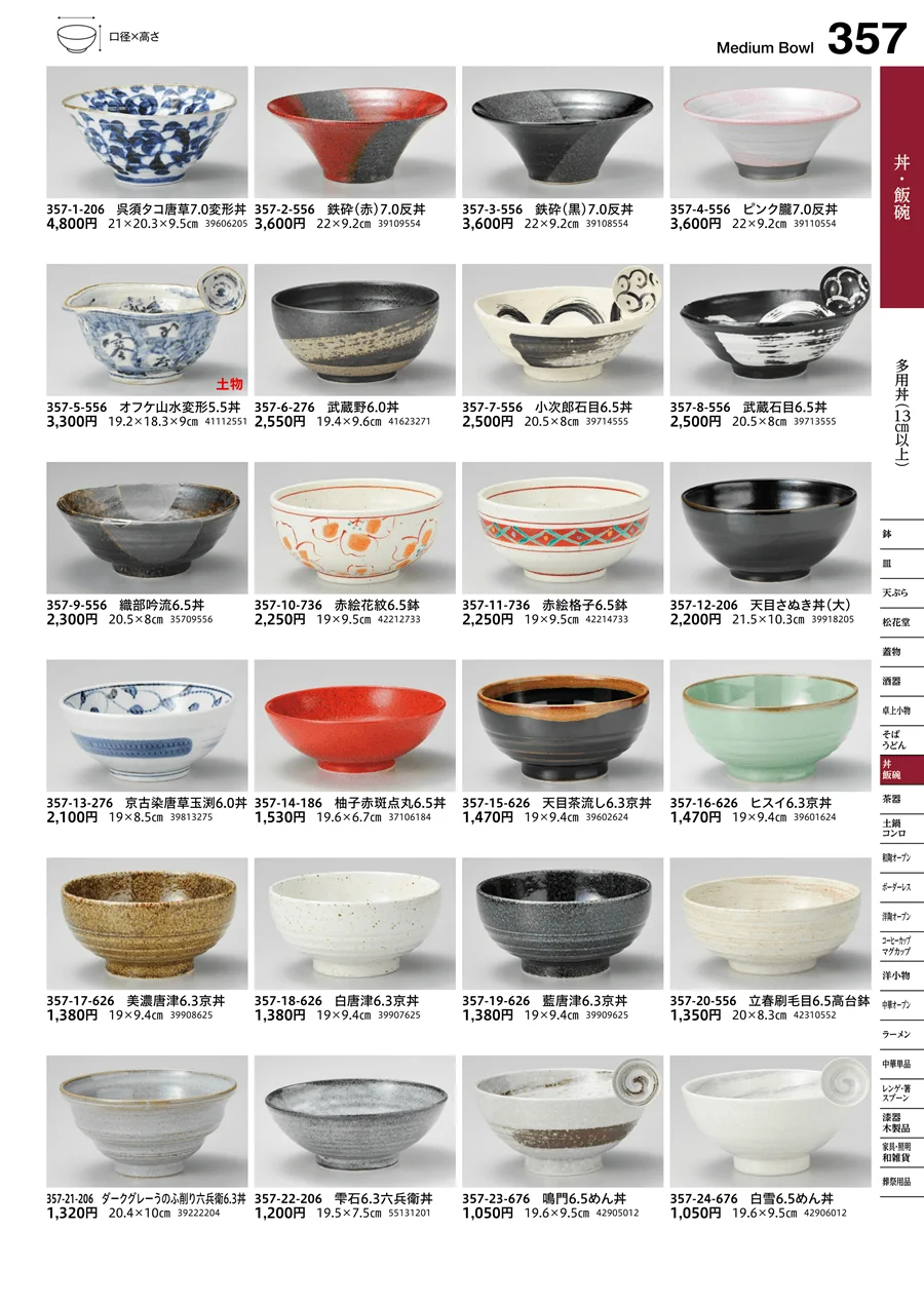 多用丼（13cm以上） ページ357