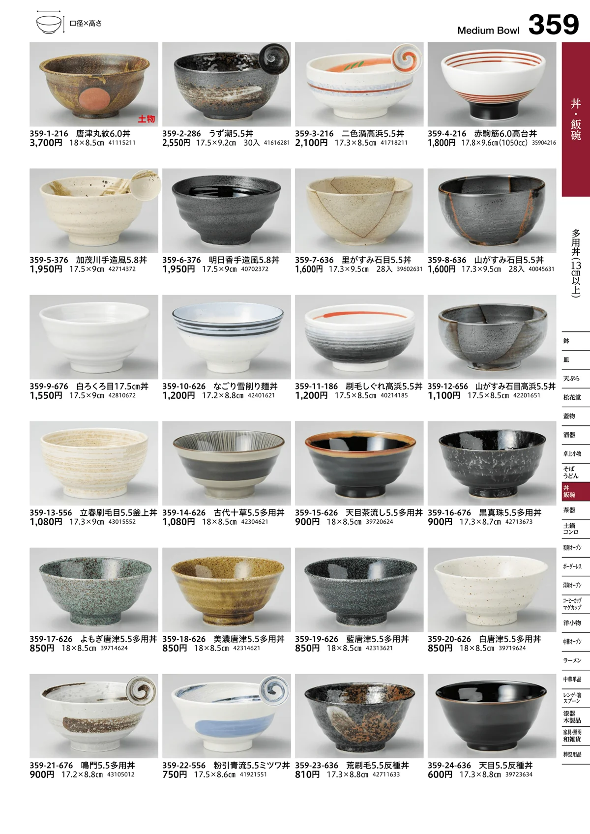 うつわvol.16・ページ番号359・多用丼（13cm以上）
