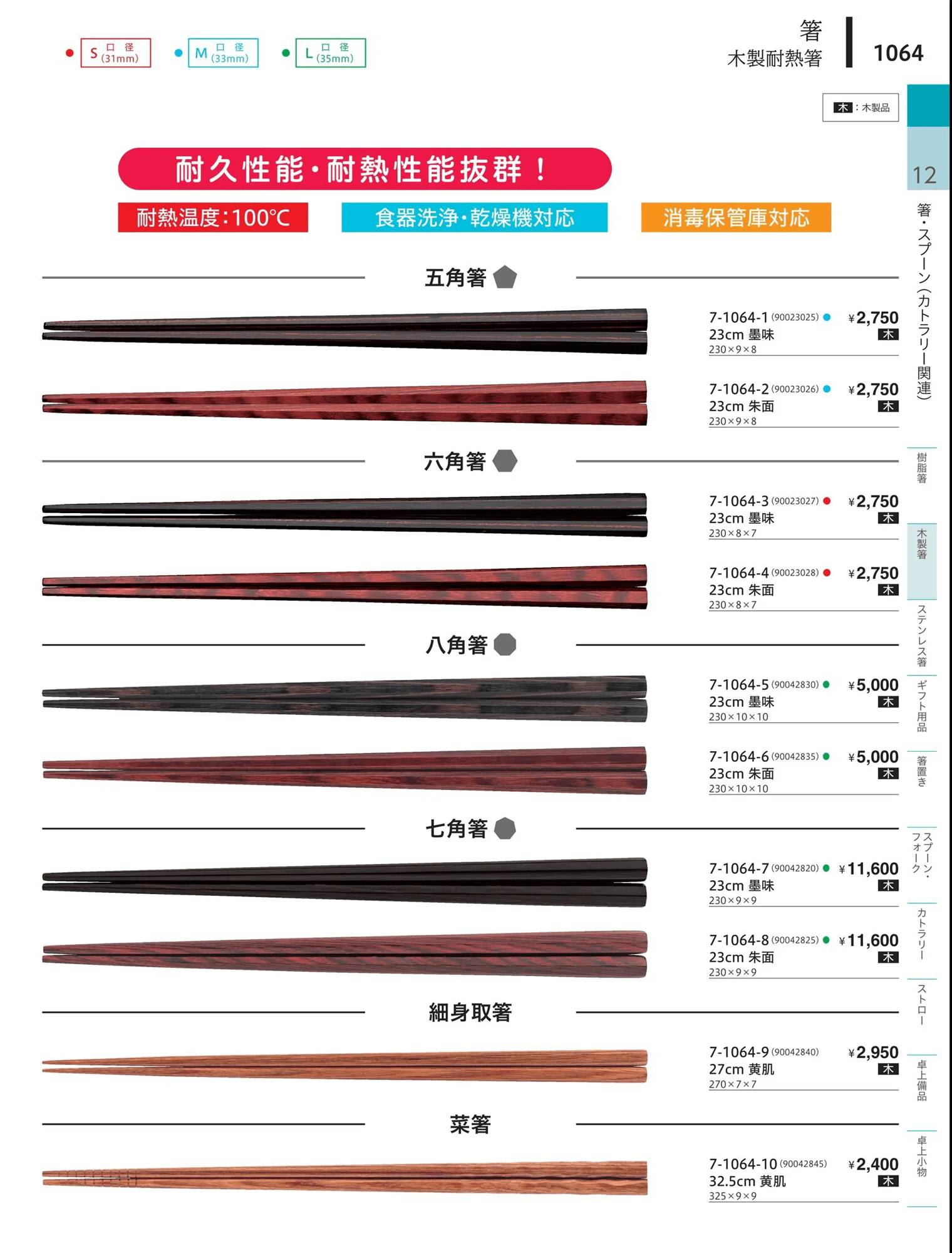 やすらぎvol.34・ページ番号1064・洗浄機対応箸