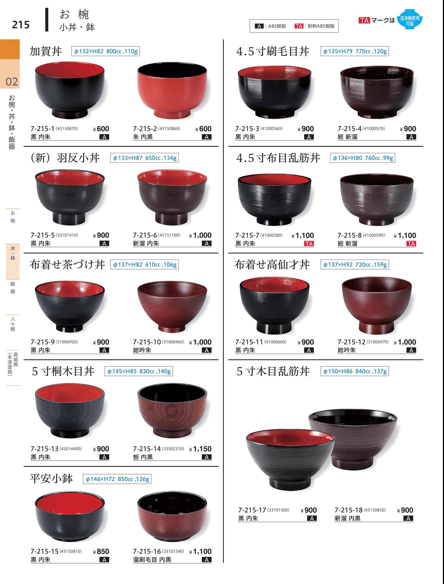 やすらぎvol.34・ページ番号215・小丼・鉢