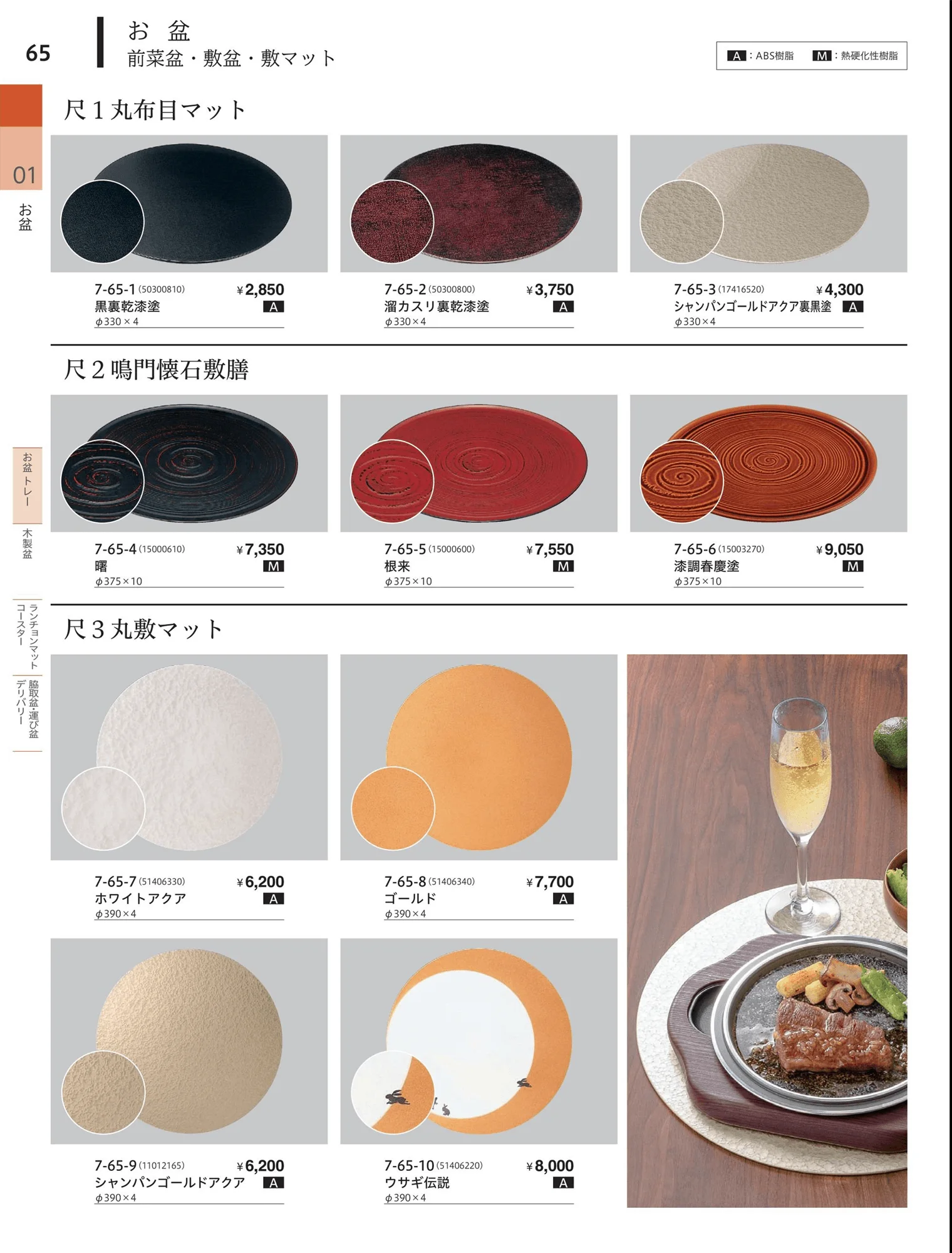 やすらぎvol.34・ページ番号65・皿鉢・飯盆・敷マット