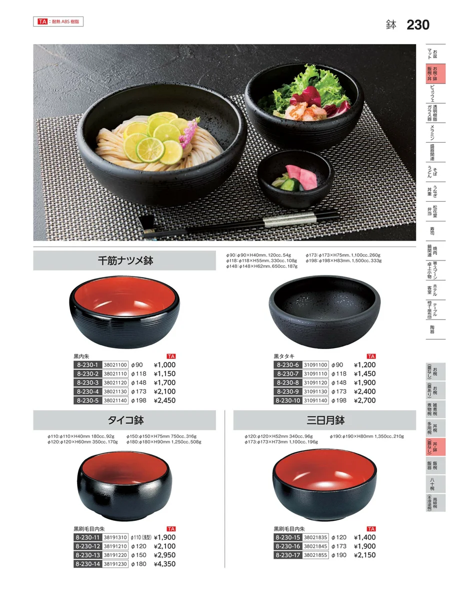 丼・鉢（蓋なし） ページ230