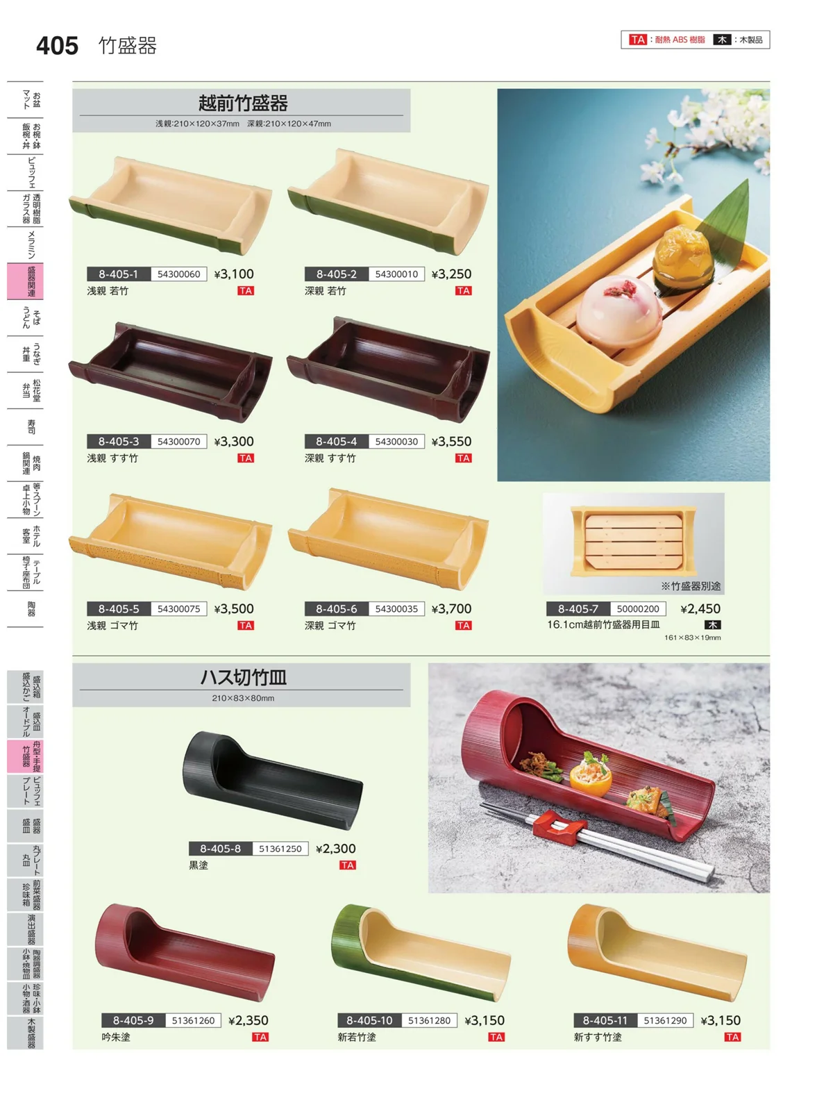 やすらぎvol.35・ページ番号405・丸皿・平鉢・竹籠盛