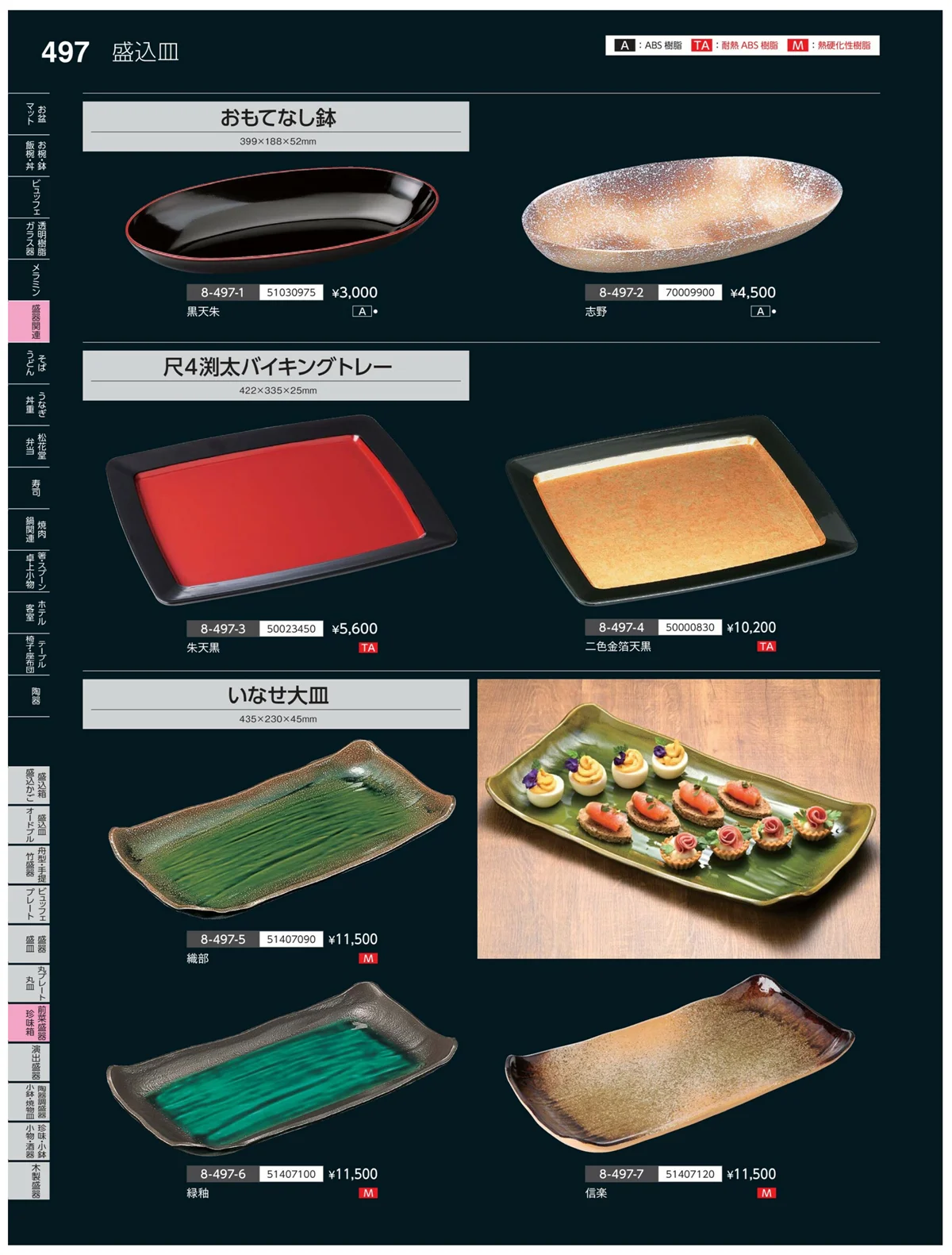 やすらぎvol.35・ページ番号497・前菜盛皿・珍味鉢