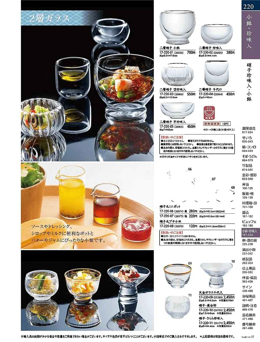 用美vol.17・ページ番号220・ガラス珍味入・小鉢