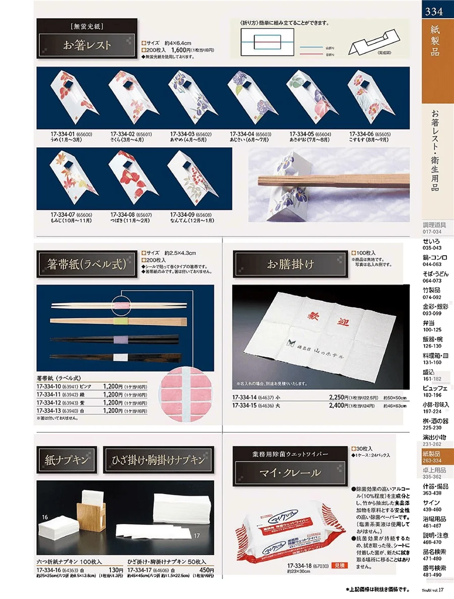 用美vol.17・ページ番号334・紙ナプキン・お膳掛け