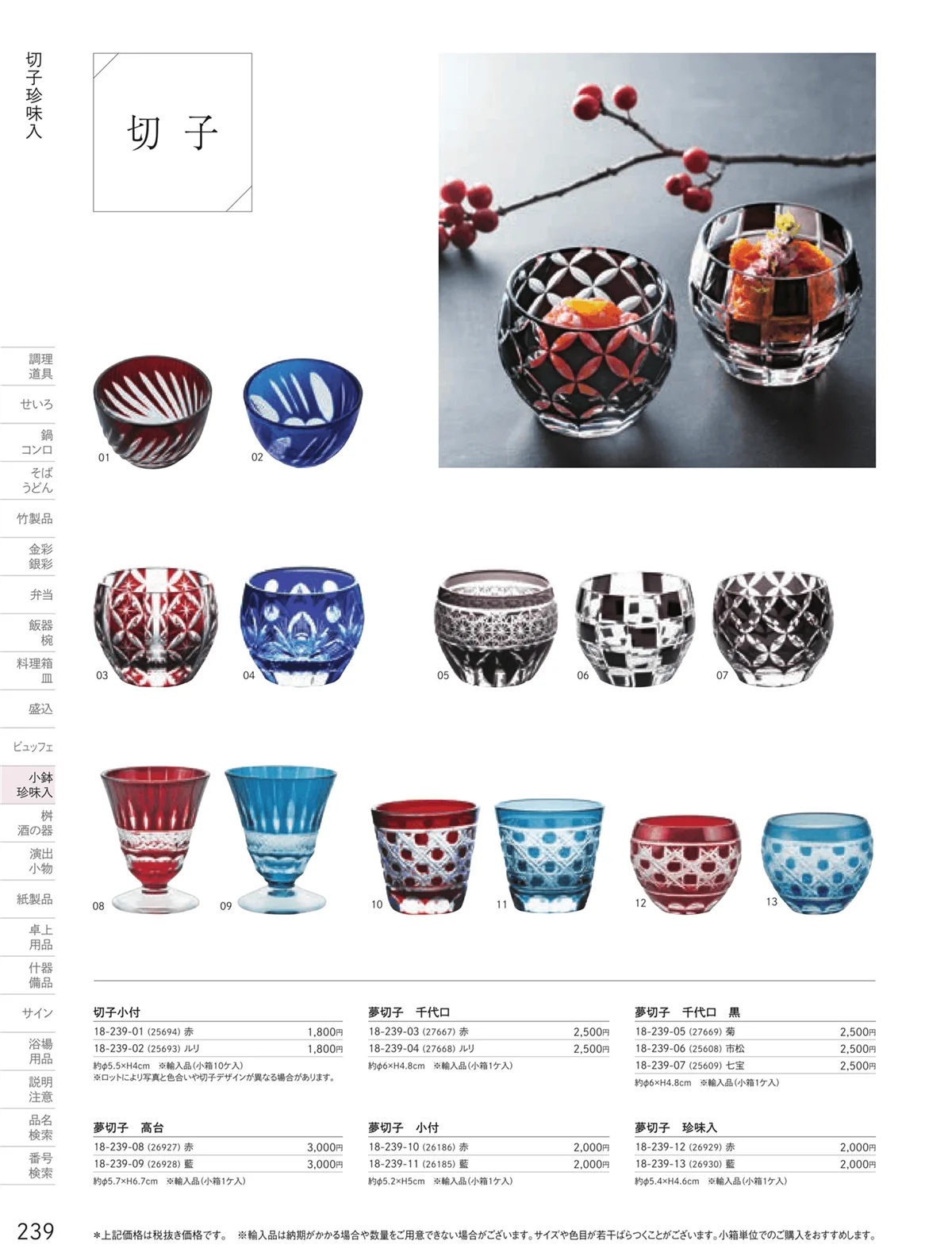 用美vol.18・ページ番号239・ガラス珍味入・小鉢