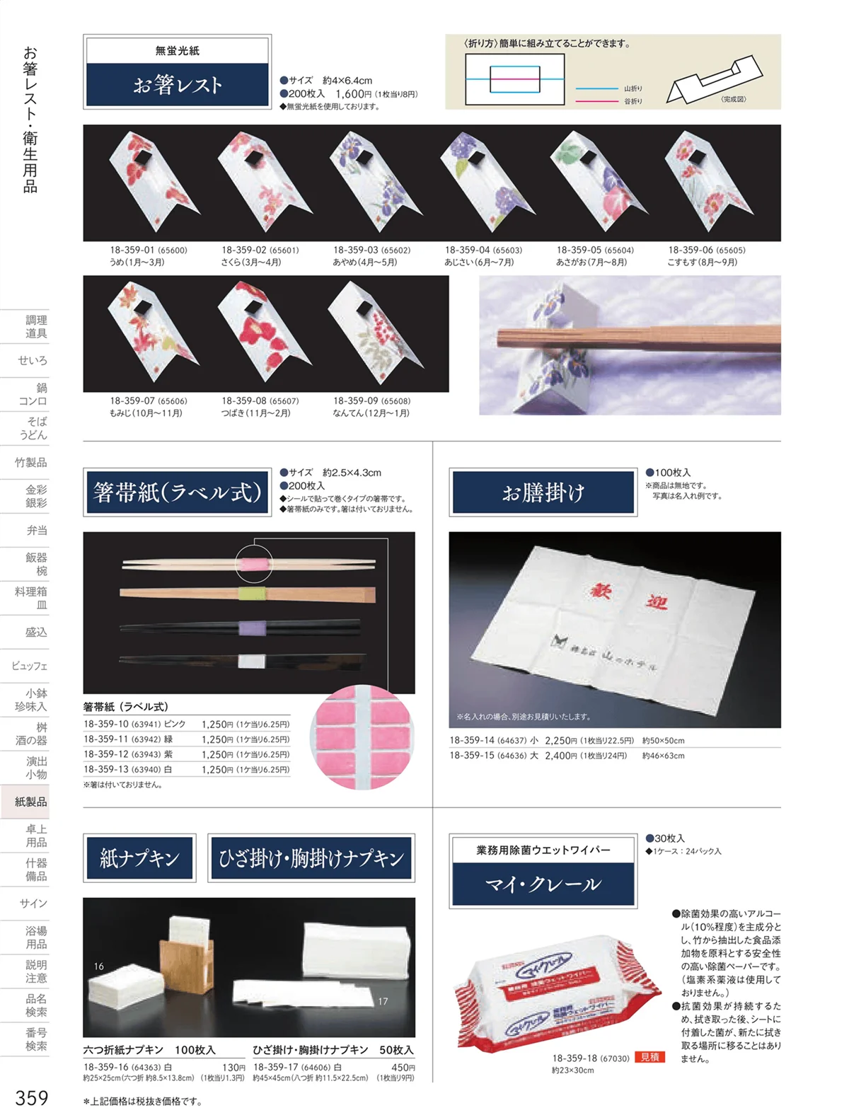用美vol.18・ページ番号359・紙ナプキン・お膳掛け