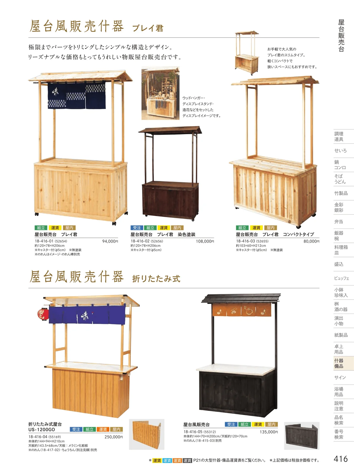 用美vol.18・ページ番号416・販売台（屋台販売台・ワゴン）