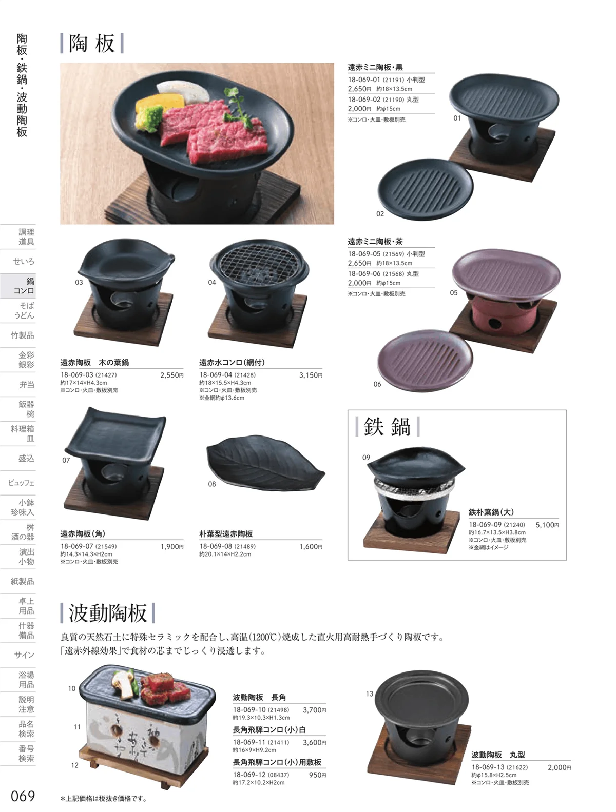 用美vol.18・ページ番号69・陶板・鉄鍋