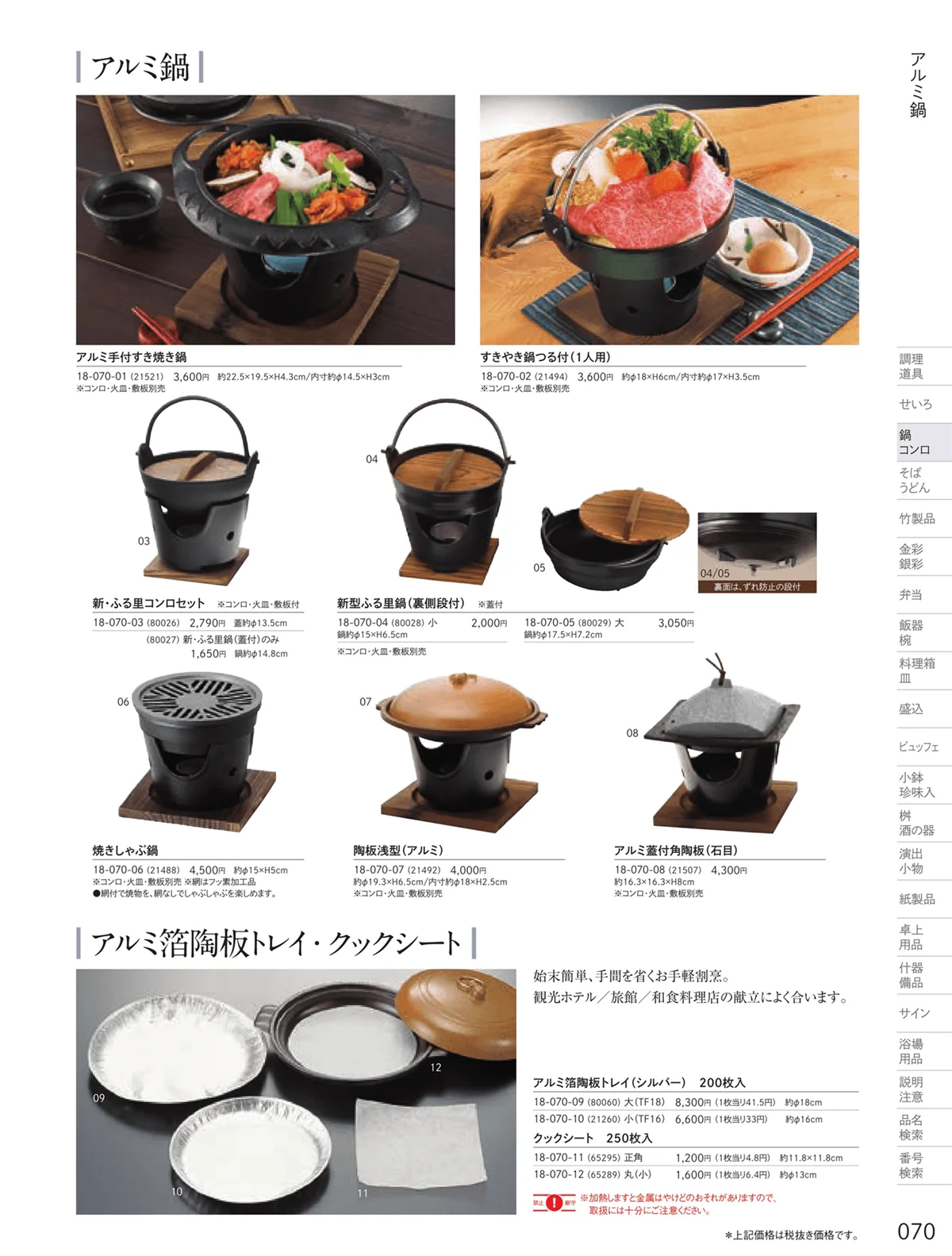 用美vol.18・ページ番号70・陶板・鉄鍋