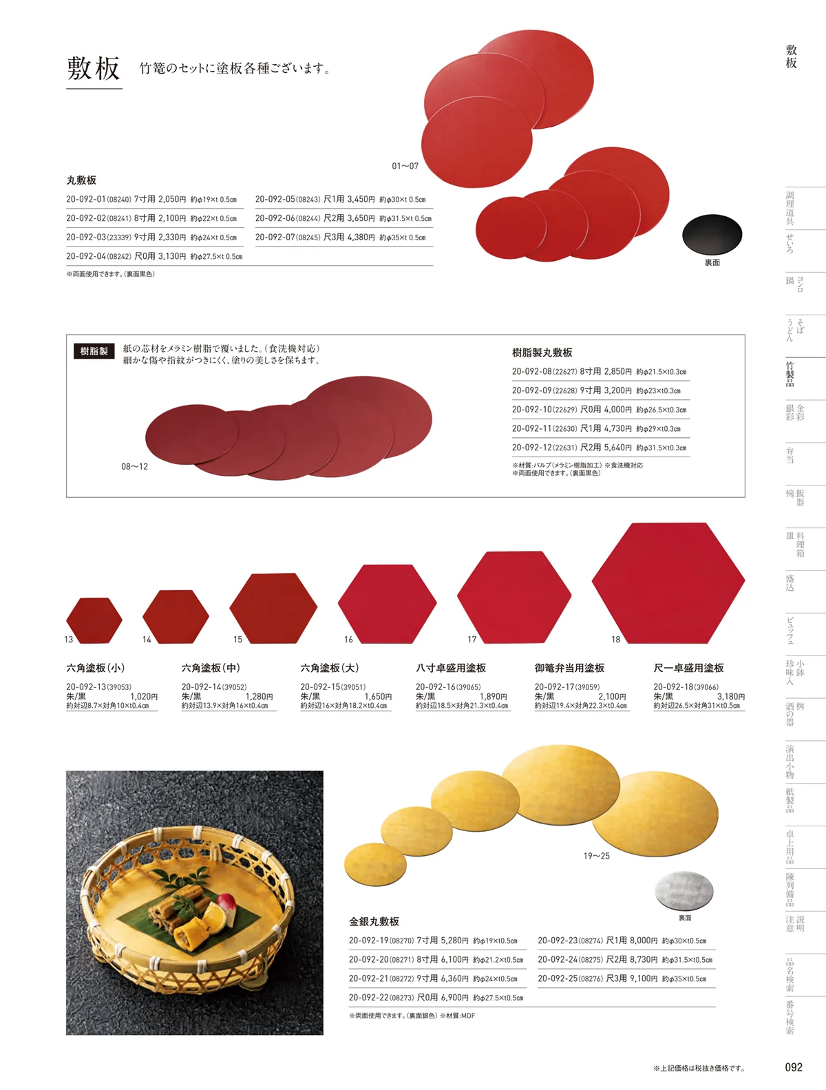用美vol.20・ページ番号92・敷板･目皿