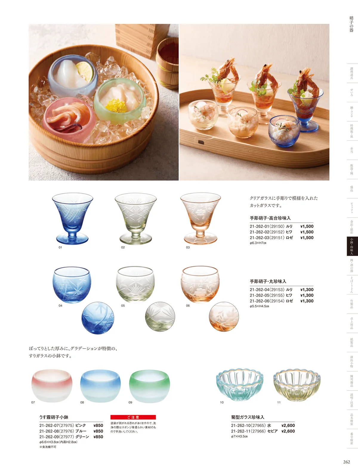 用美vol.21・ページ番号262・ガラス珍味入･小鉢