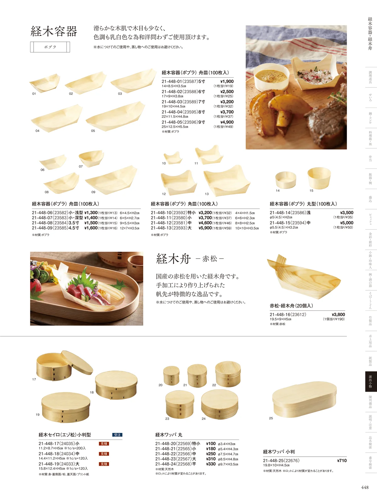 用美vol.21・ページ番号448・経木会敷・容器