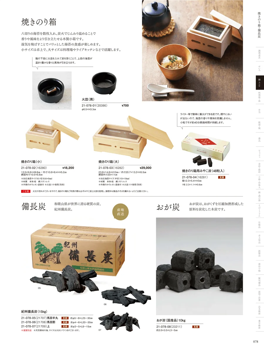 炭・焼きのり箱・金網･敷板･鍋敷 ページ78